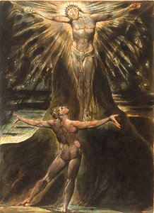 76. tábla Jeruzsálemből, 1804-20 (domborműves rézkarc narancssárga színben, tollal és wc-vel papíron) alkotó: William Blake